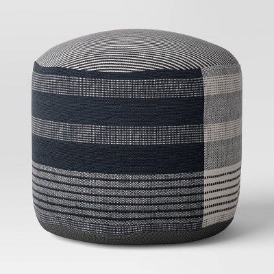 Woven Stripe Outdoor Pouf Black - Threshold™ designed with Studio McGee™ | Target