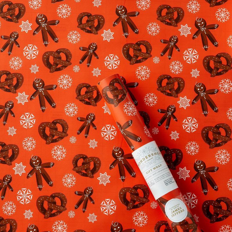 25 sq ft James Jeffers Pretzel and Gingerbread Gift Wrap - Wondershop™ | Target