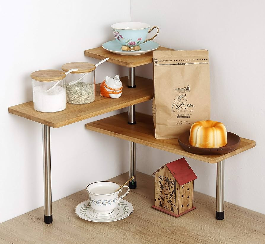 HYNAWIN 3 Tier Corner Shelf Corner Floating Shelves Shower Corner Shelves Corner Shelving Bamboo ... | Amazon (US)