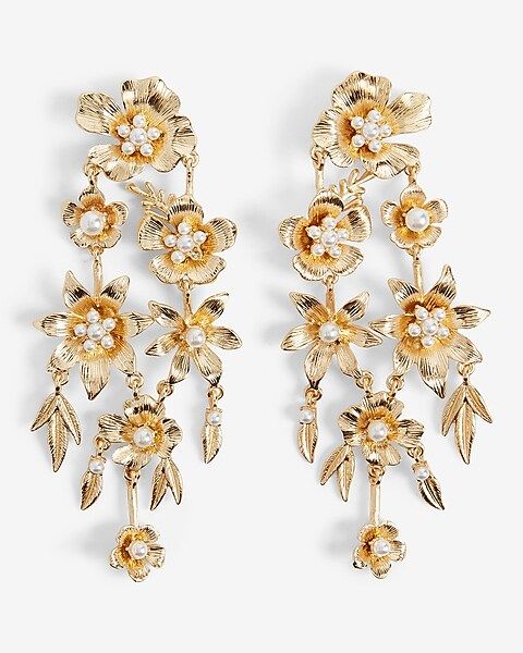Flower Pearl Chandelier Drop Earrings | Express