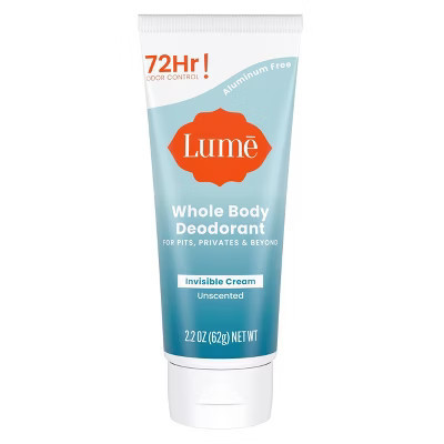 Lume Whole Body Women's Deodorant Invisible Cream Tube - Unscented 2.2oz: Paraben-Free, Aluminum-Free, Vegan, Whole Body Use | Target
