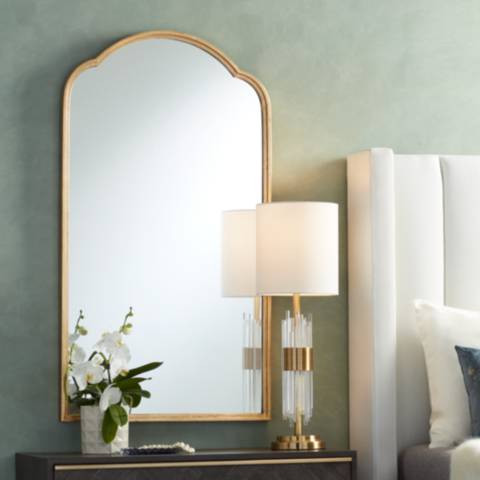 Metallic Gold Arch Top Mirror 24x43 Contemporary - #499V1 | Lamps Plus | Lamps Plus