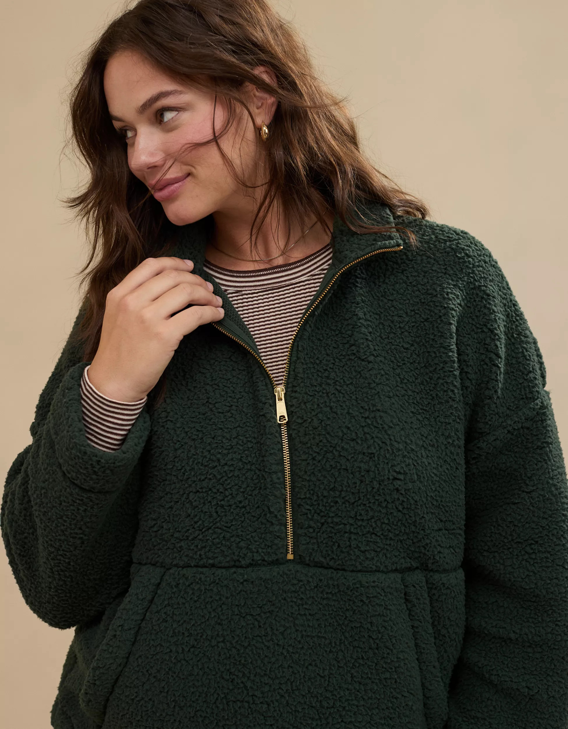 Aerie Sherpa Quarter Zip Sweatshirt | Aerie