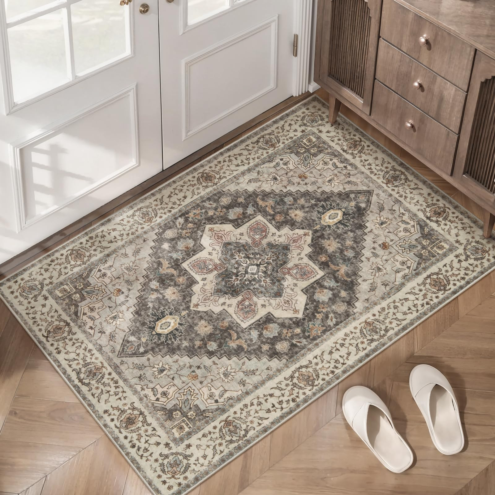 Tangsoo 2x3 Washable Rugs for Entryway, Vintage Non Slip Small Area Rug, Indoor Front Door Rug, D... | Amazon (US)
