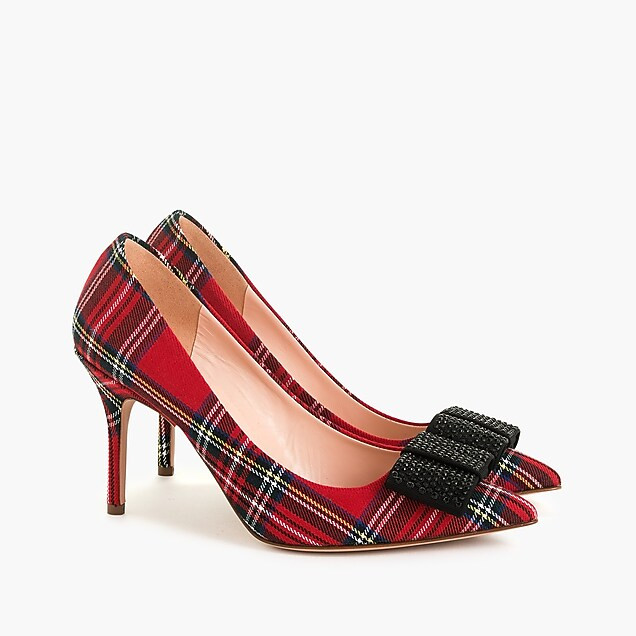 Elsie pumps with bow in red tartan | J. Crew US