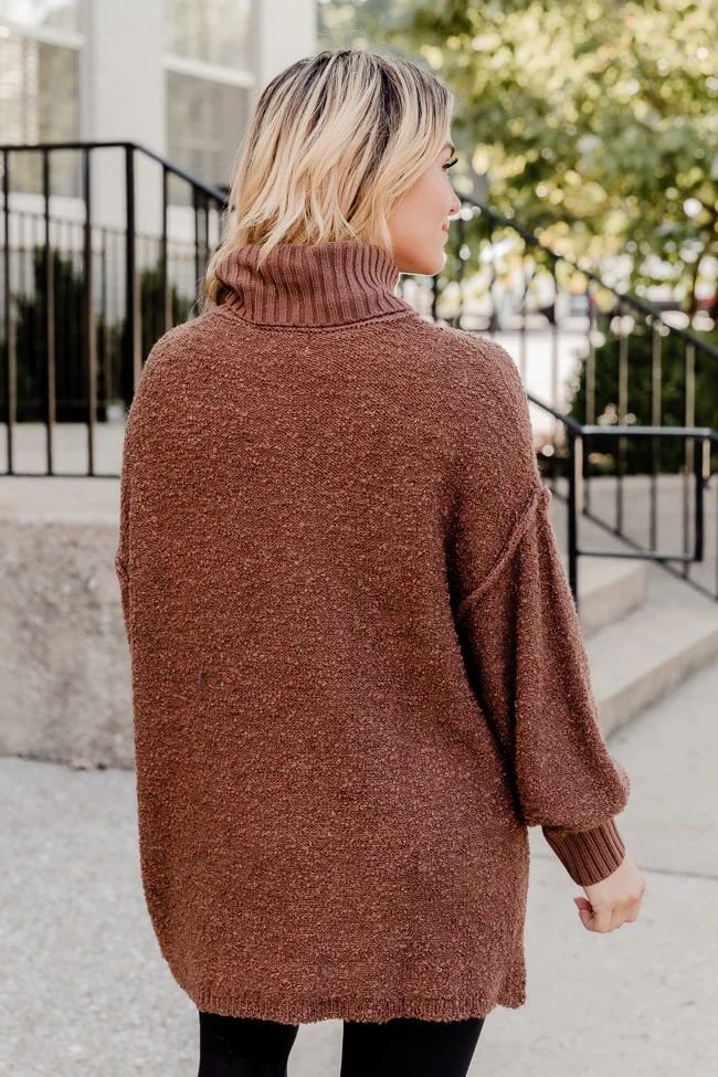 Haven't You Heard Chocolate Turtleneck Sweater | Pink Lily