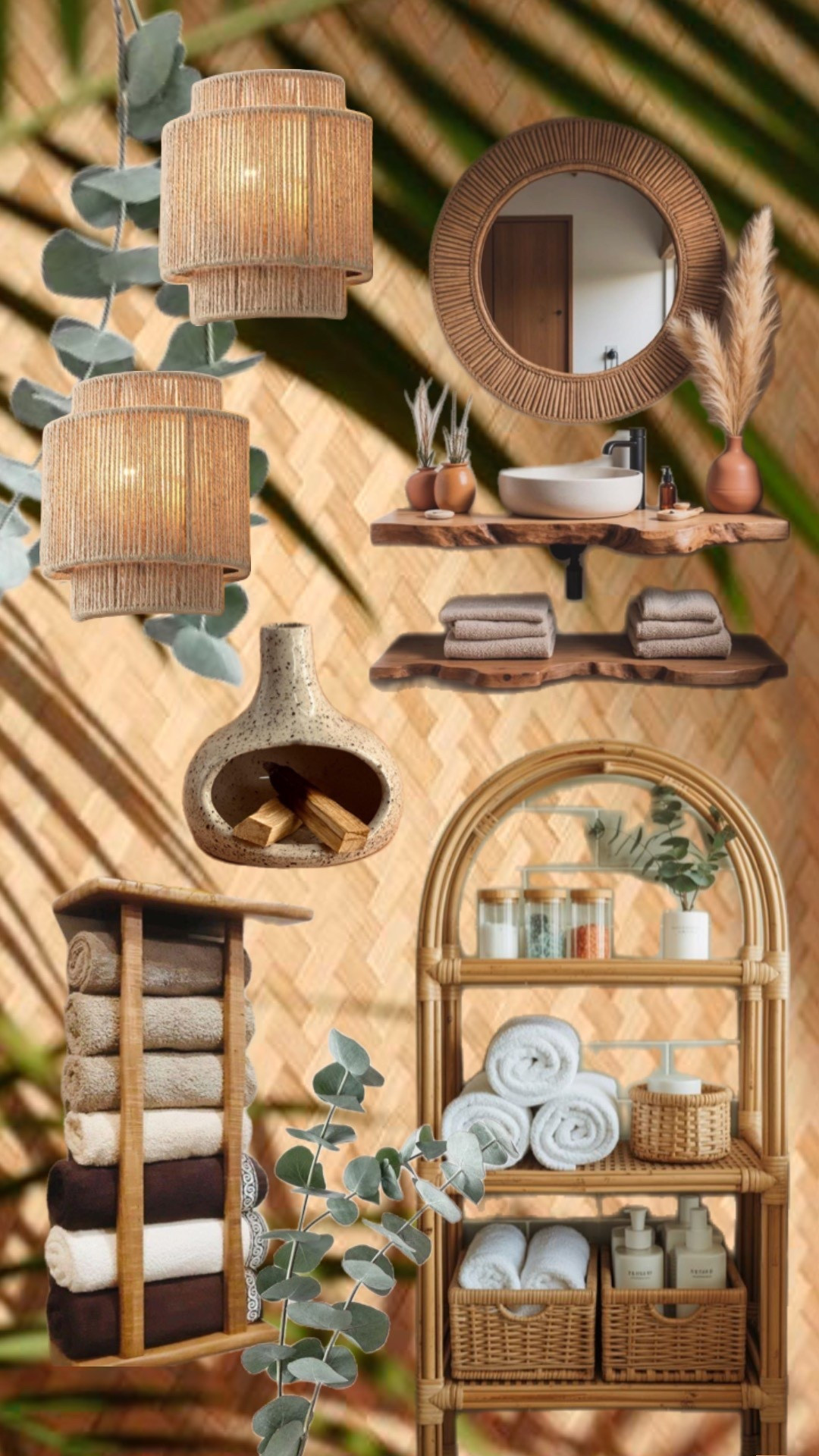 island calm, every detail considered 🤍
warm wood, woven textures, and soft neutrals turning your bathroom into a spa-like reset space. the kind of pieces that make your everyday routines feel slower, softer, and a little more elevated. from the rattan shelving to the sculptural sink + mirror moment, this is how you bring that effortless, vacation energy home.

shop my bathroom decor, rattan accents, wood shelving, neutral towels, and spa-inspired details all linked here ✨

#LTKHome #LTKdayinmylife #LTKselfcare