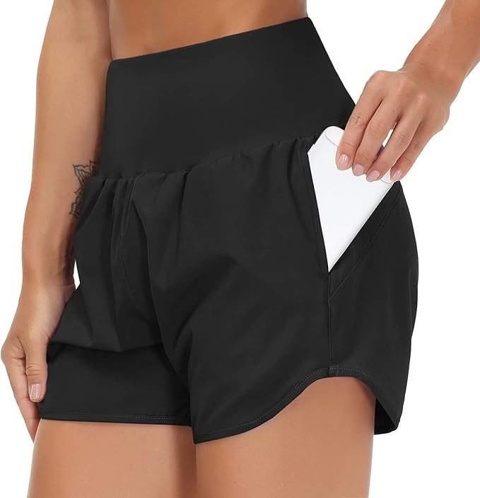 THE GYM PEOPLE Women’s High Waist Running Shorts with Liner Athletic Hiking Workout Shorts Zip ... | Amazon (US)