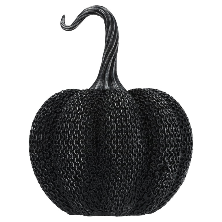 Resin Textured Pumpkin Decoration, Black, 7.75", Halloween by Way To Celebrate | Walmart (US)