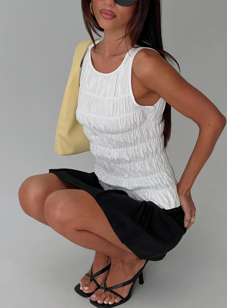 Marleene Shirred Top White | Princess Polly US