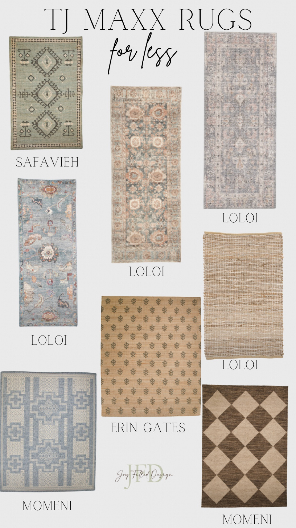New rugs at TJ Maxx 

Loloi rugs 
Moment rugs
Erin gates rugs
Outdoor rugs
Indoor rugs
Rug runners
Home decor for less
Rugs on sale
Neutral rugs 


#LTKhome #LTKFind #LTKSeasonal