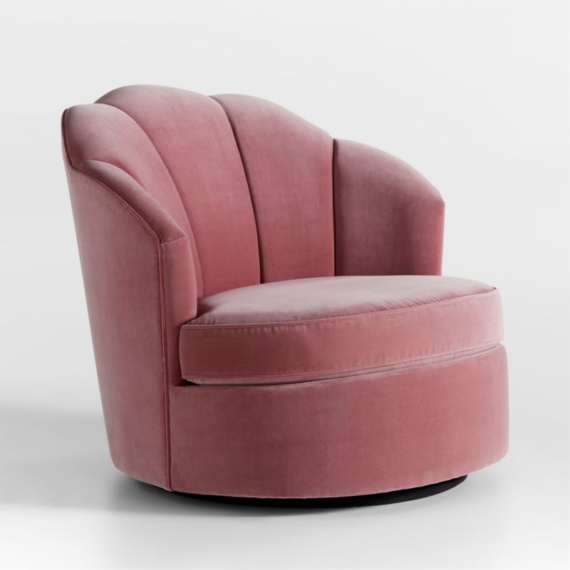 Avery Dusty Mauve Velvet Nursery Swivel Chair + Reviews | Crate & Kids | Crate & Barrel