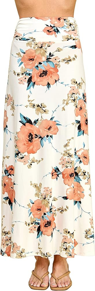 Made By Johnny Women's Solid Basic Lightweight Floor Length Flare Long Maxi Lounge Skirt (S~3XL) | Amazon (US)