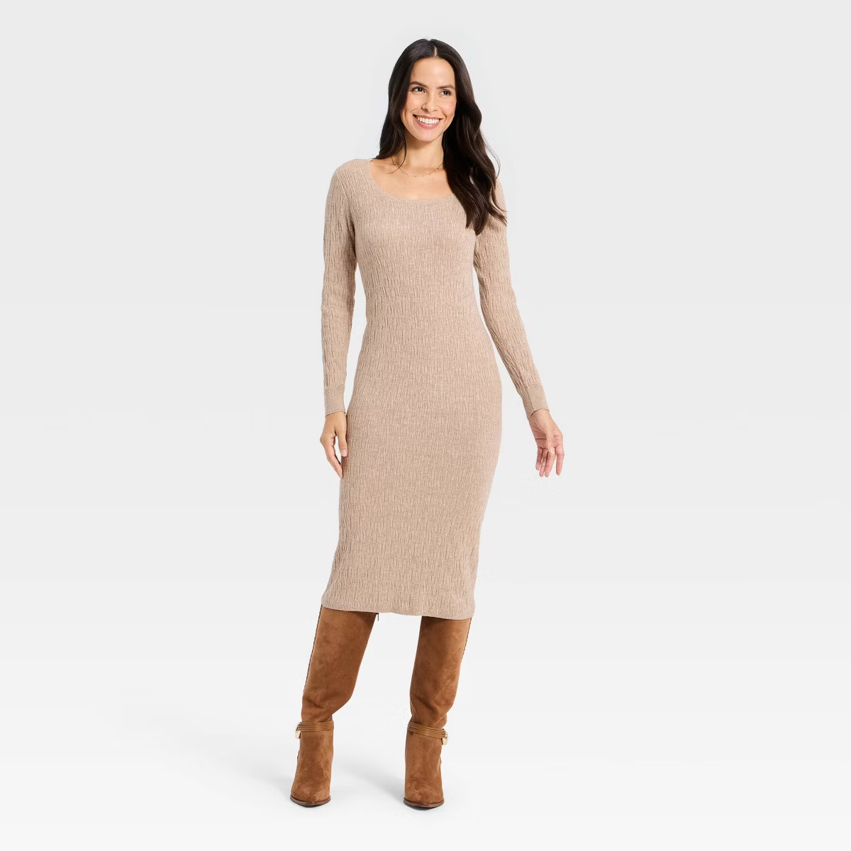 Women's Long Sleeve Textured Transitional Midi Sweater Dress - Universal Thread™ | Target