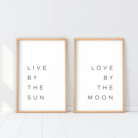 Live By The Sun Love By The Moon Print Set of two Minimal | Etsy | Etsy (US)