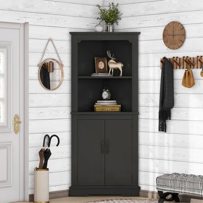 Tall Corner Cabinet With Doors For Living Room, Bathroom,Dining Room Or Kitchen | Wayfair North America