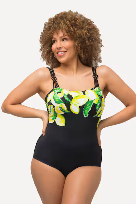 Lemon Print Decorative Knot One Piece Swimsuit | Swimsuits | Swimwear | Ulla Popken - US & CA