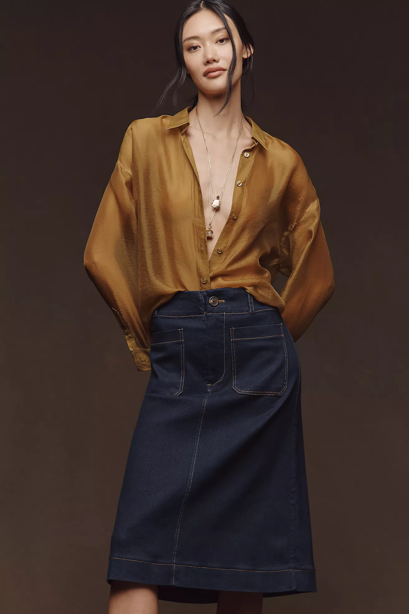 The Colette Denim A-Line Skirt by Maeve | Anthropologie (US)