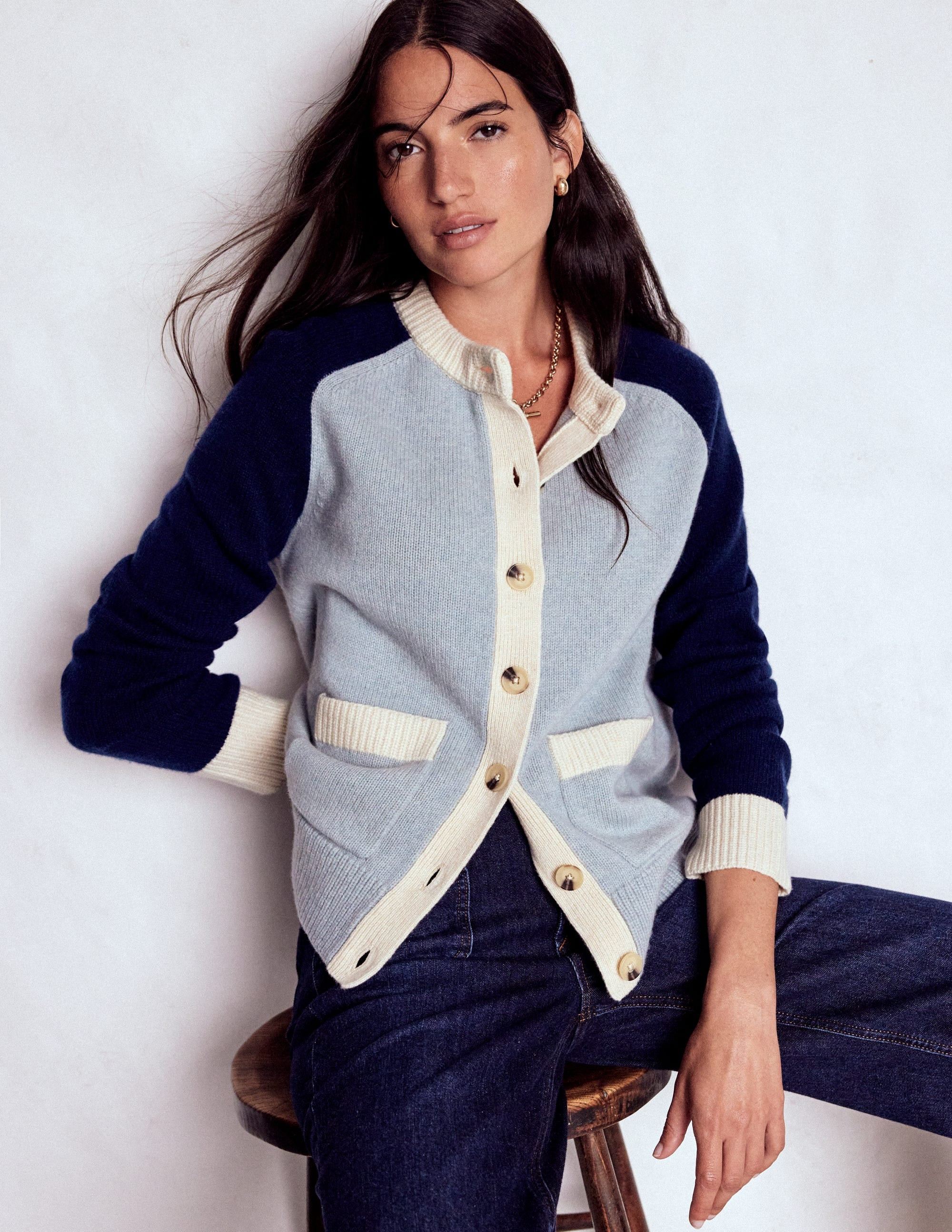 Marion Merino Cardigan-Snowbird Blue, Navy | Boden (US)