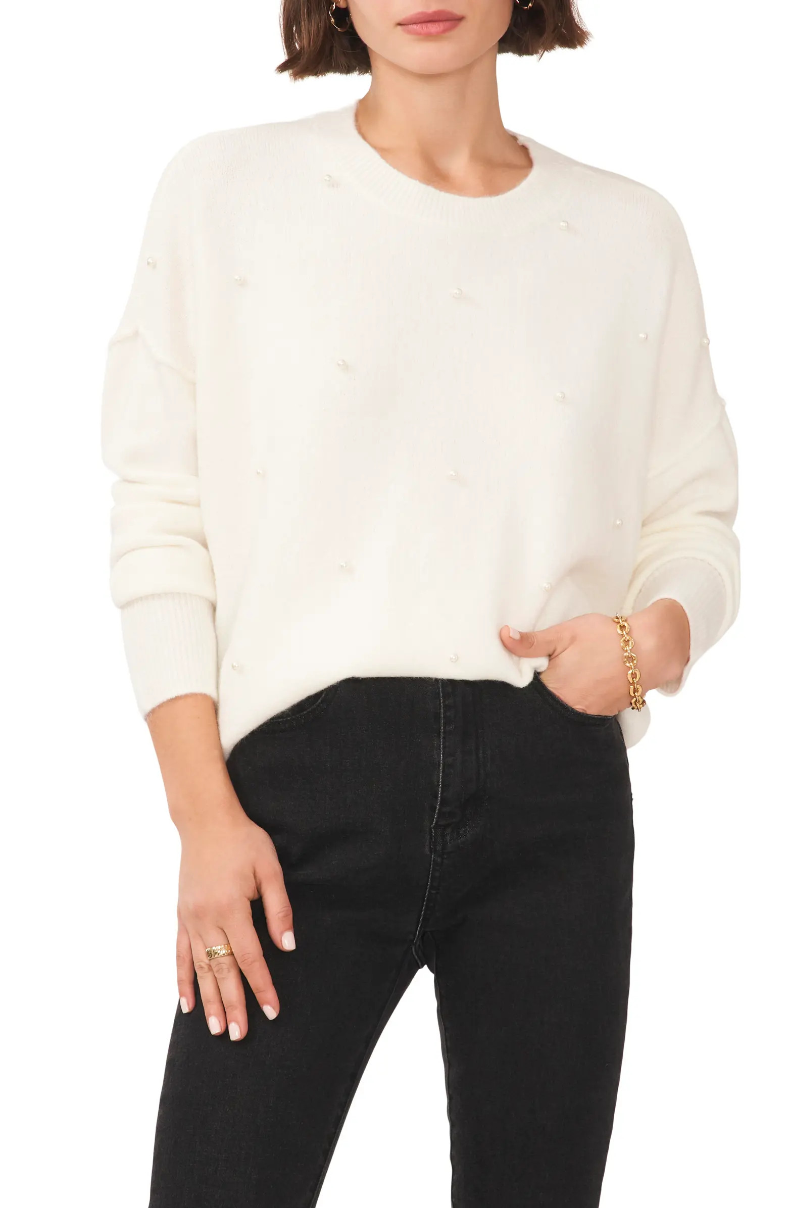 Pearly Baubles Cozy Crewneck Sweater | Nordstrom