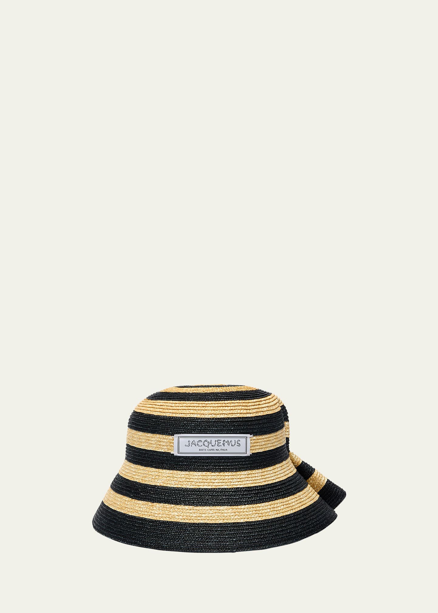 Jacquemus La Chapeau Vela Striped Raffia Bucket Hat | Bergdorf Goodman