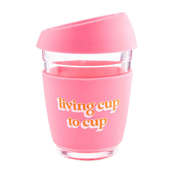 Mud Pie Girl's Pink Glass Travel Mug | Mud Pie