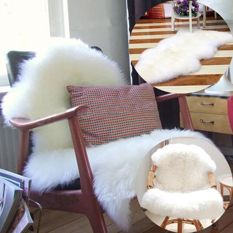 Soft Sheepskin Flokati Nursery Faux Fur Area Rug Baby Chair Cover Seat Pad(White) | Walmart (US)