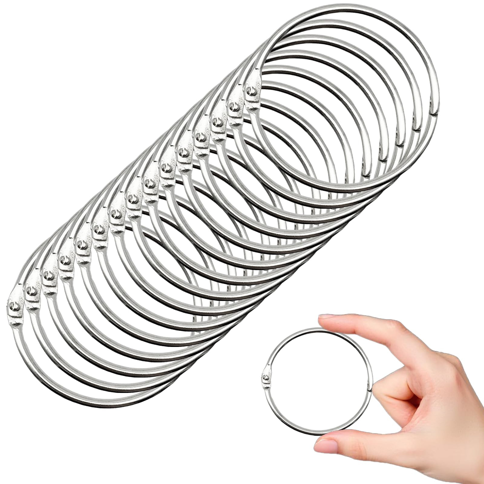 OWLKELA 2 Inch 15 Pack Loose Leaf Binder Rings, Keychain Key Ring with Metal Nickel Plated for In... | Amazon (US)