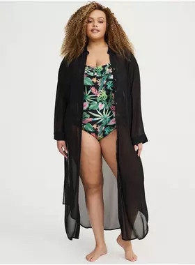 Maxi Button Through Swim Cover-Up | Torrid (US & Canada)