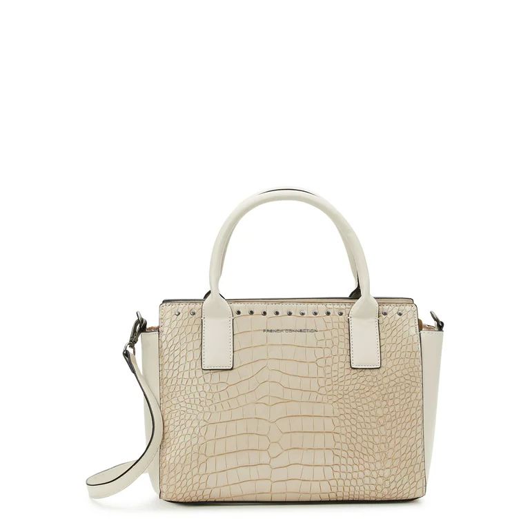 French Connection Women’s Jessamy Croco Satchel, Stone | Walmart (US)