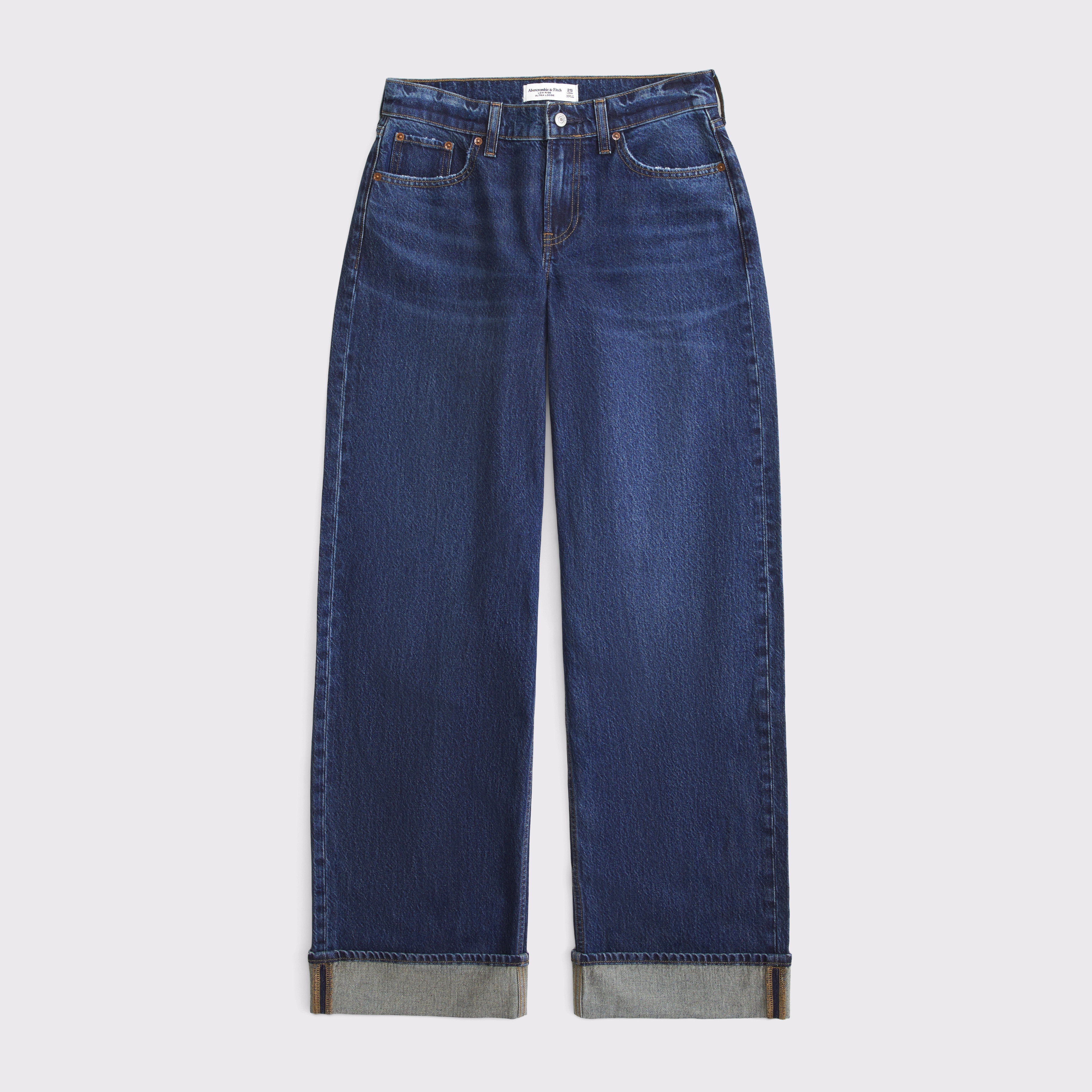 Curve Love Low Rise Ultra Loose Cuffed Hem Jean | Abercrombie & Fitch (US)