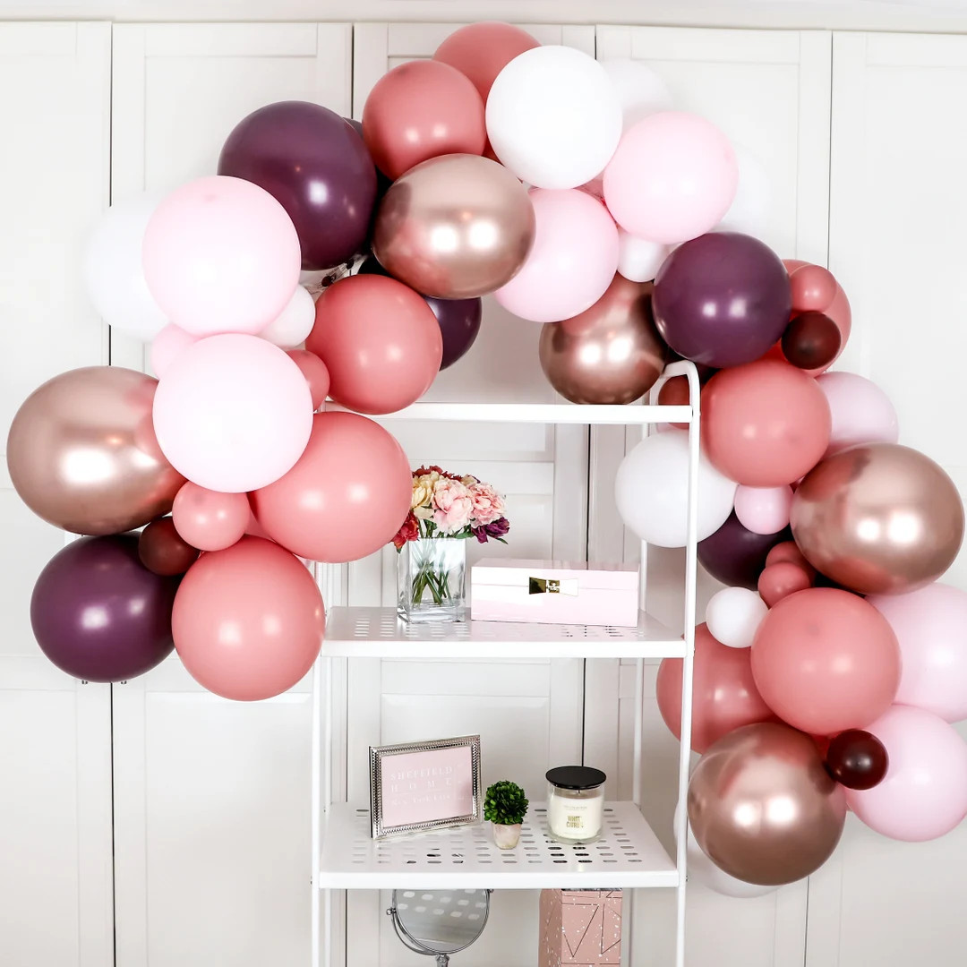DIY Balloon Garland Kit W/ Hooks. Burgundy Pastel Matte Pink - Etsy | Etsy (US)