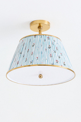 Lee Brass 16" Ruched Printed Semi-Flush Mount Light | Anthropologie (US)