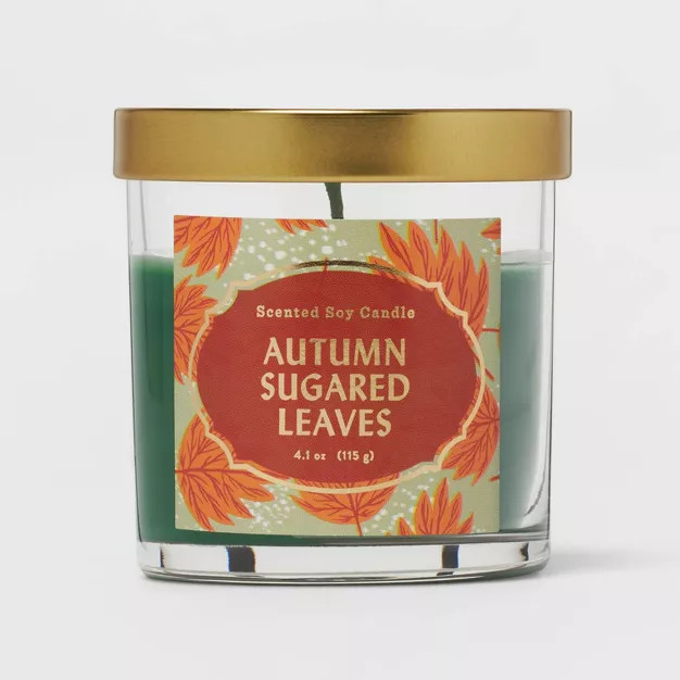 Lidded Glass Jar Autumn Sugared Leaves Candle - Opalhouse™ | Target