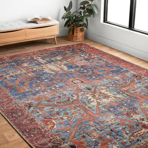 Alexander Home Tremezzina Printed Boho Iron-Rod Distressed Rug | Bed Bath & Beyond