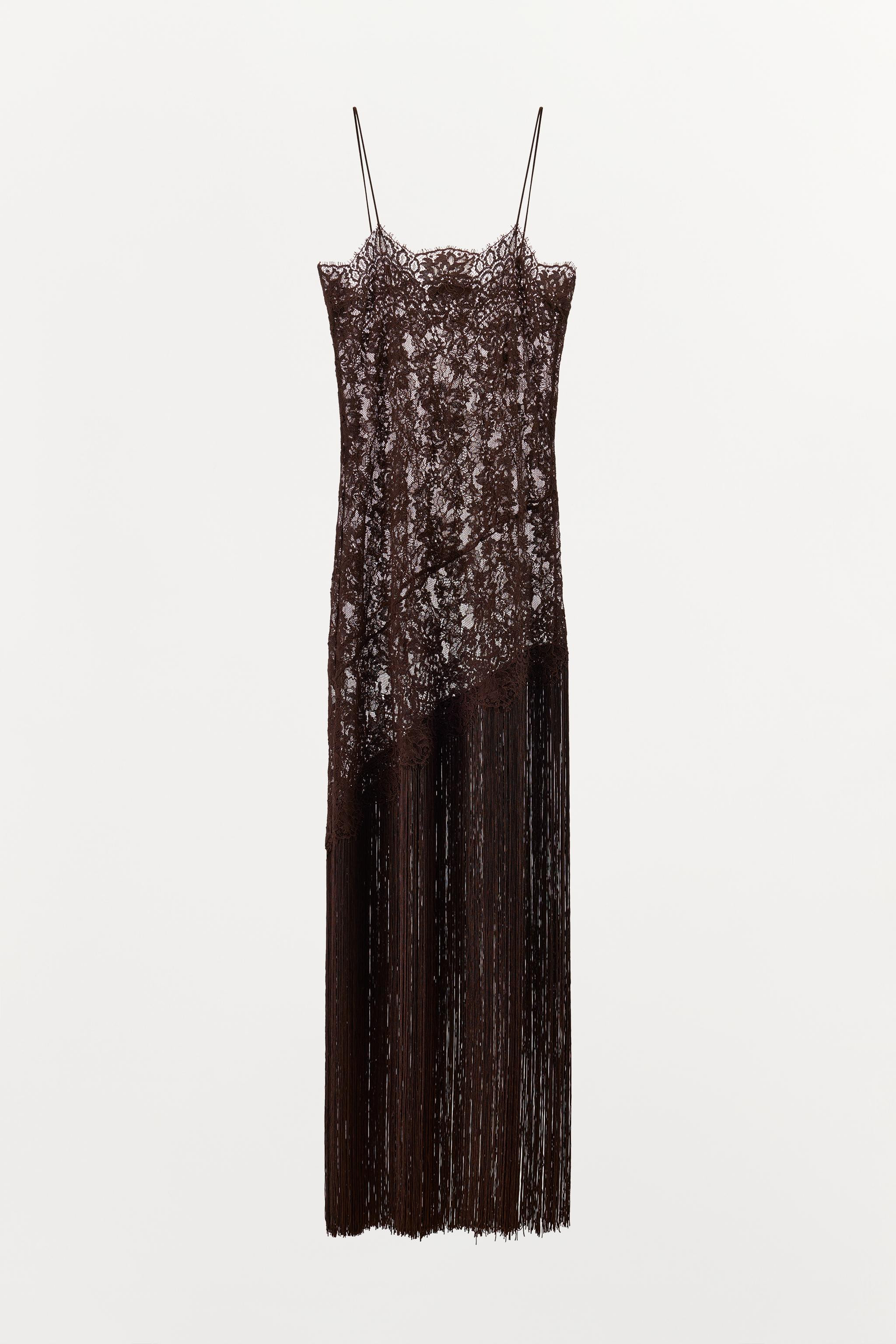 FRINGED LACE STRAP DRESS | Zara US