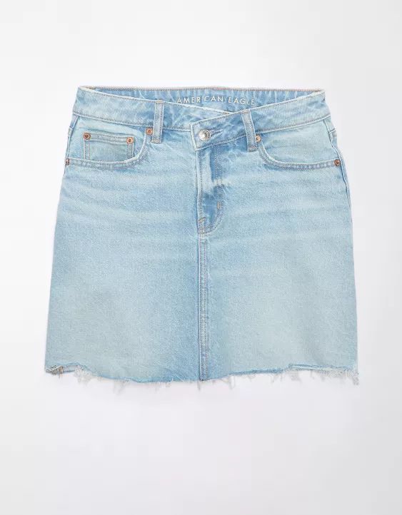 AE Stretch Crossover High-Waisted Perfect Denim Mini Skirt | American Eagle Outfitters (US & CA)