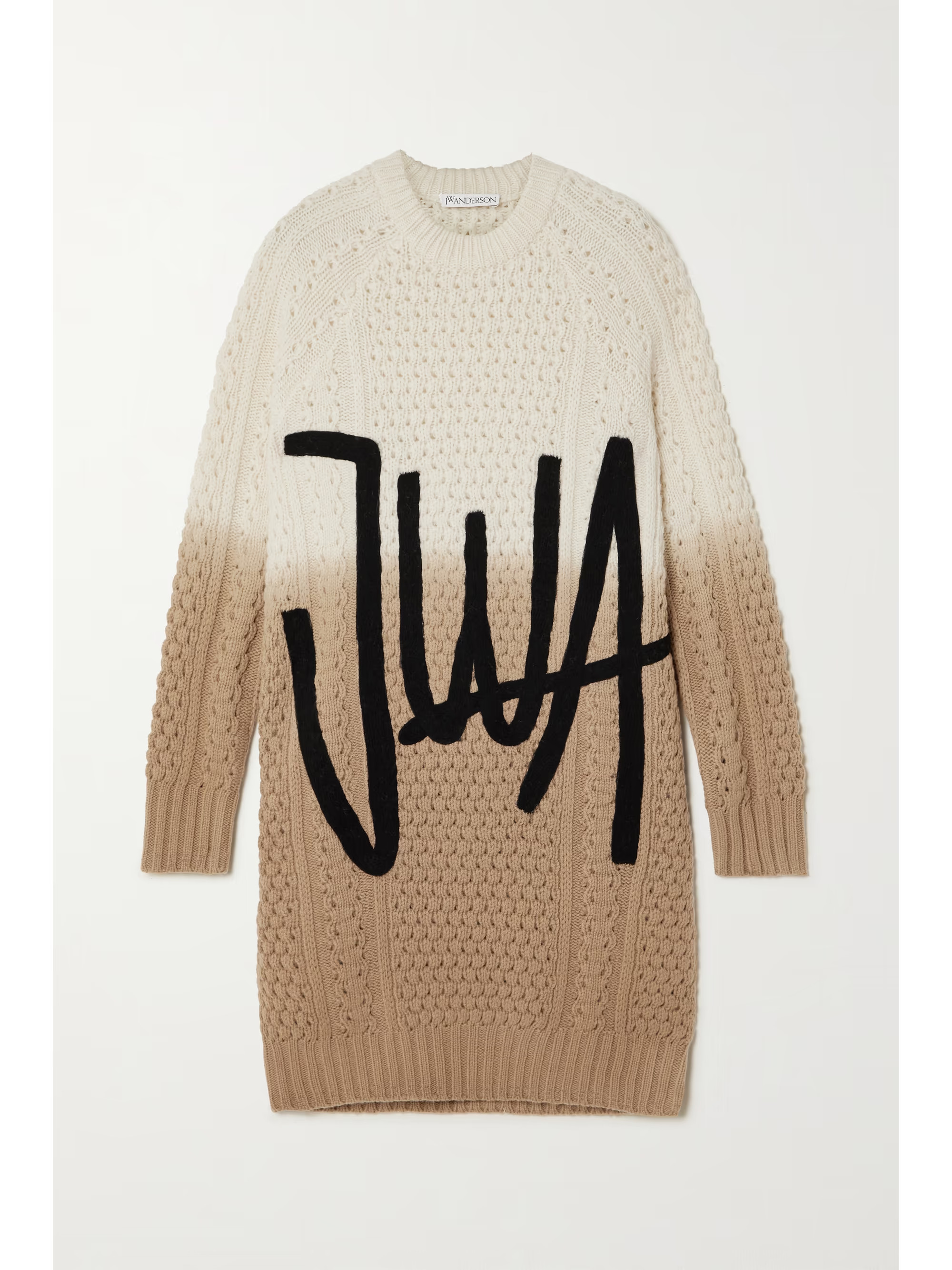 Embroidered dégradé cable-knit merino wool mini dress | NET-A-PORTER (US)