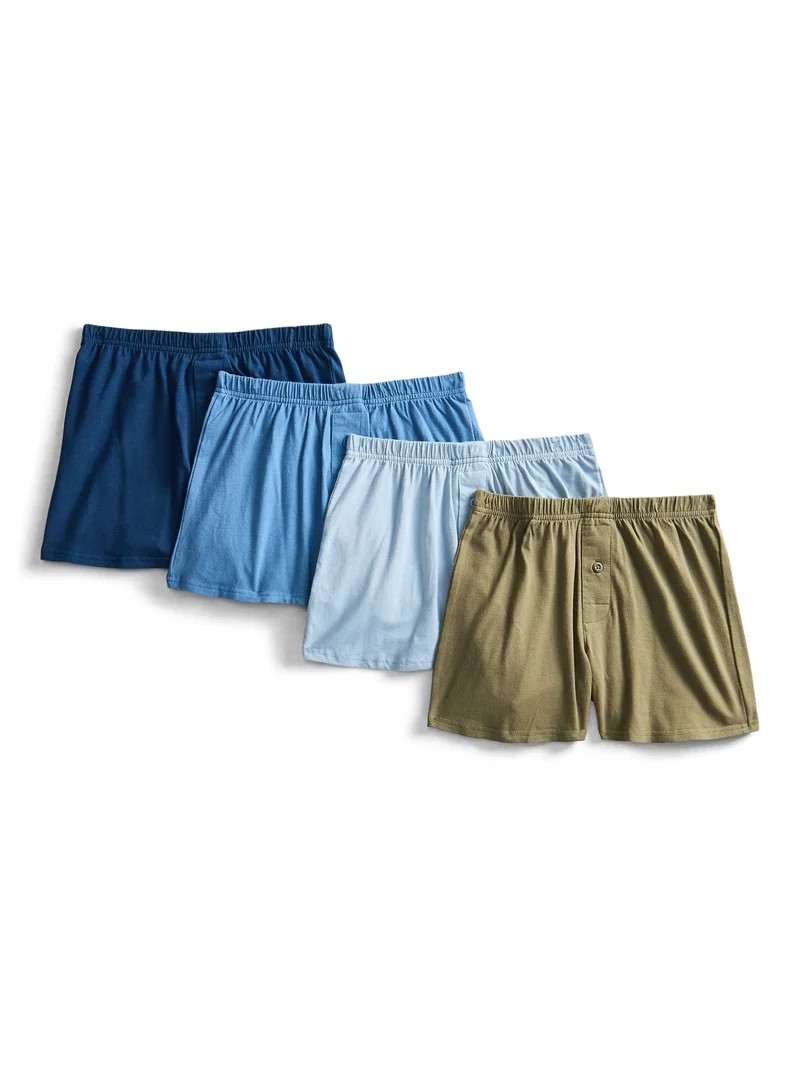 Weekend Academy Boys Cotton Blend Stretch Jersey Knit Boxers, 4-Pack, S-XL | Walmart (US)