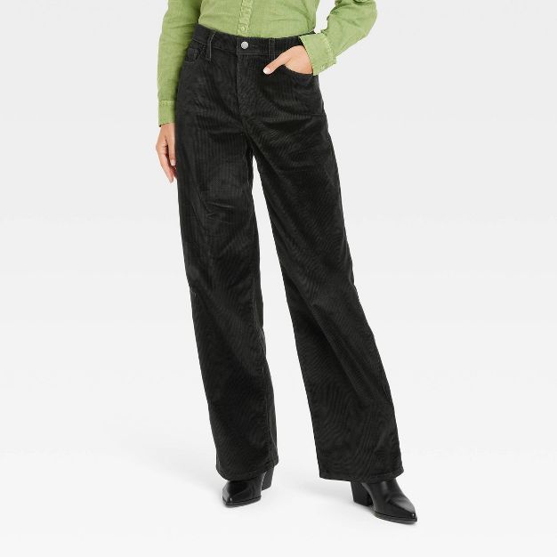 Women's High-Rise Corduroy Wide Leg Jeans - Universal Thread™ Black | Target