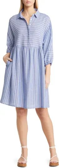 Stripe Long Sleeve Linen Blend Dress | Nordstrom