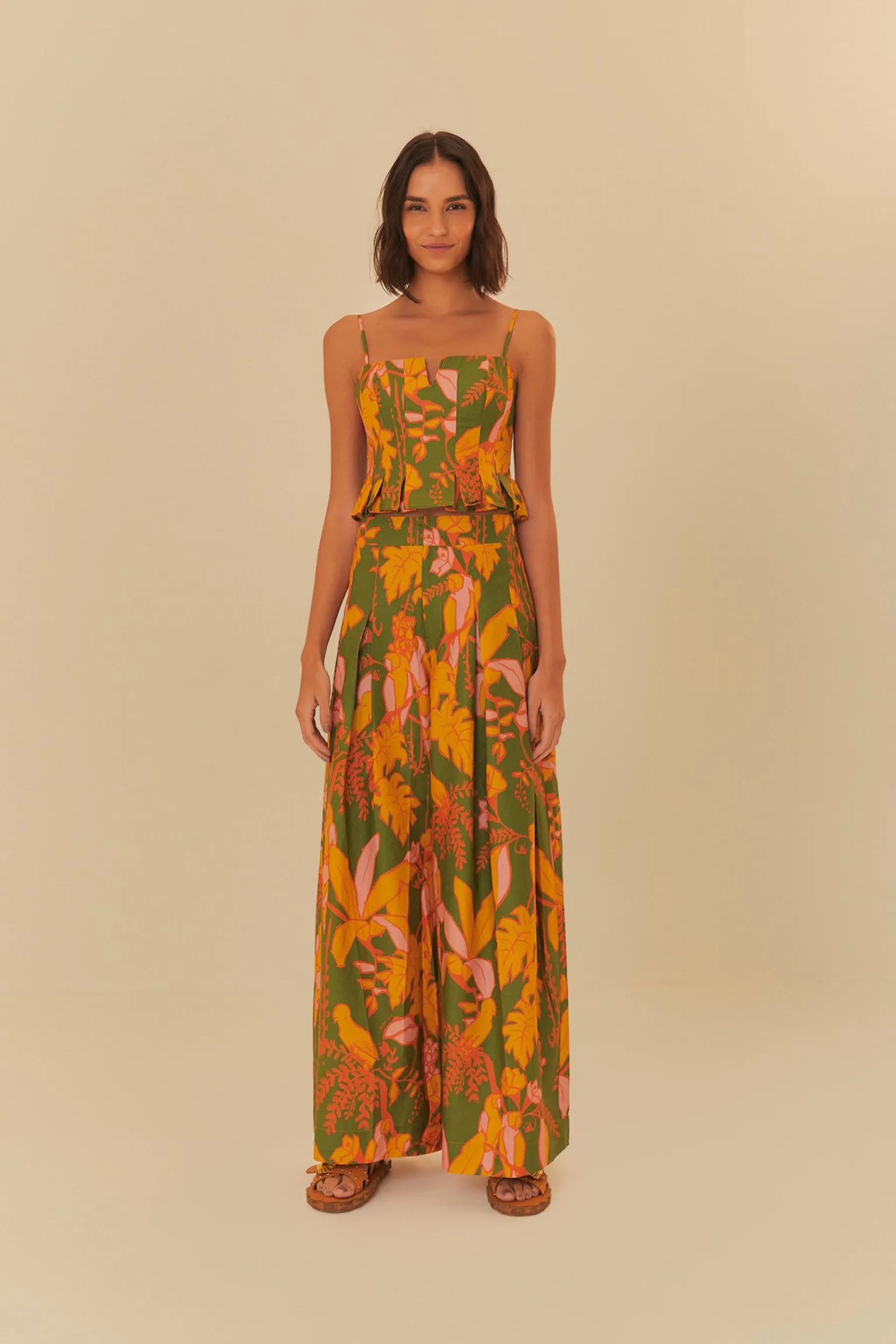 Calça Pantalona Estampada Folhagem Sketch | Farm Rio (BR)