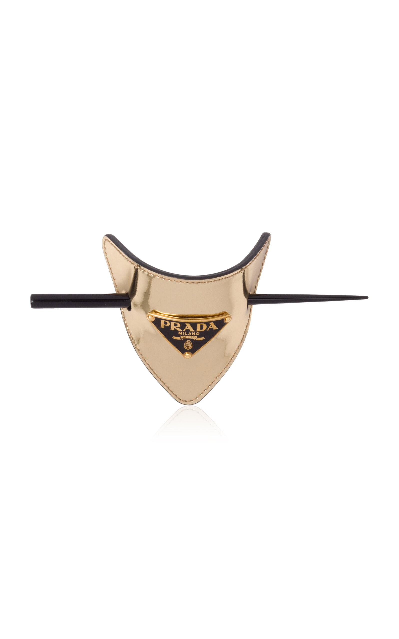 Prada - Logo-Detailed Leather Hair Clip - Gold - OS - Moda Operandi | Moda Operandi (Global)