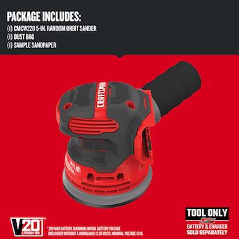 CRAFTSMAN V20 20-Volt Cordless Random Orbital Sander with Dust Management Lowes.com | Lowe's