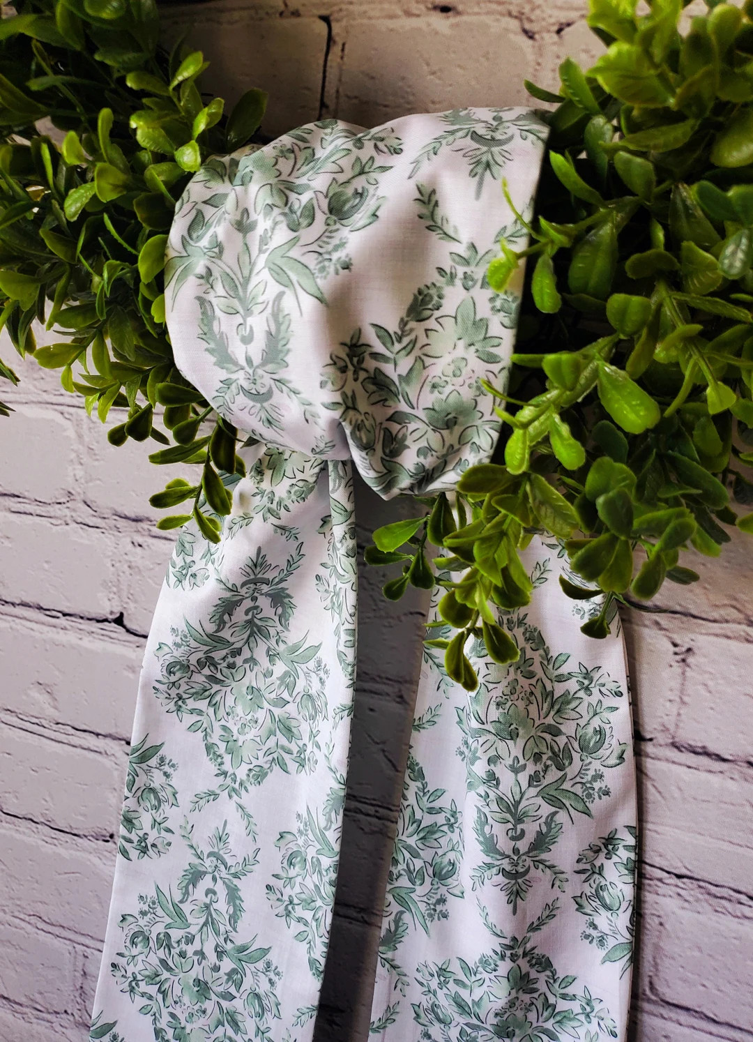 WREATH SASH, Sage Toile, Chinoiserie Inspired, Summer Decor, Wedding Decor, Front Door Decor - Et... | Etsy (US)