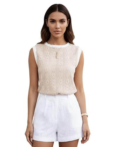 TUREAU Women Eyelet Tank Tops Floral Casual Round Neck Sleeveless Summer Tops Trendy Basic Cute P... | Amazon (US)