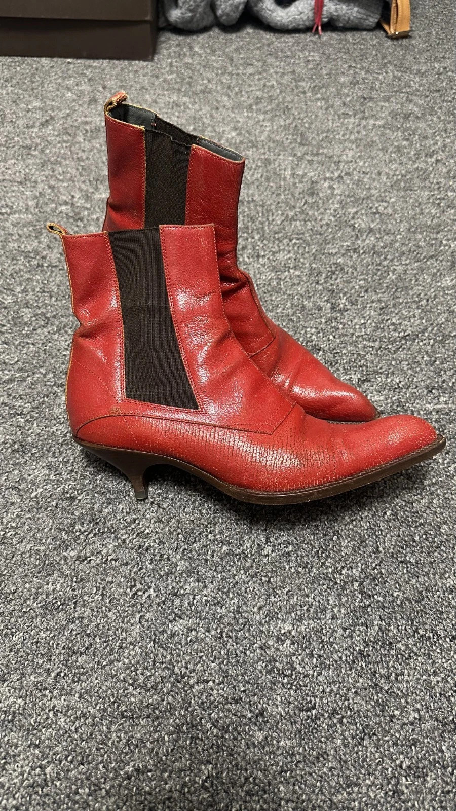 MIU MIU Vintage Kitten Heel Red boots Y2K Cute leather toe Size 37 | eBay | eBay US