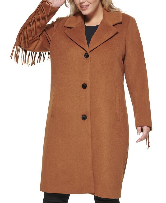 Kenneth Cole Women's Plus Size Fringe-Trim Walker Coat & Reviews - Coats & Jackets  - Plus Sizes ... | Macys (US)