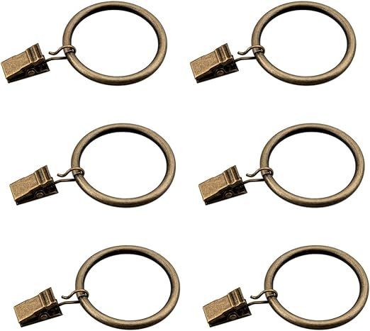 Coideal Set of 50 Antique Brass Metal Curtain Rings with Clips for Holding Heavy Curtains Rod Set... | Amazon (CA)