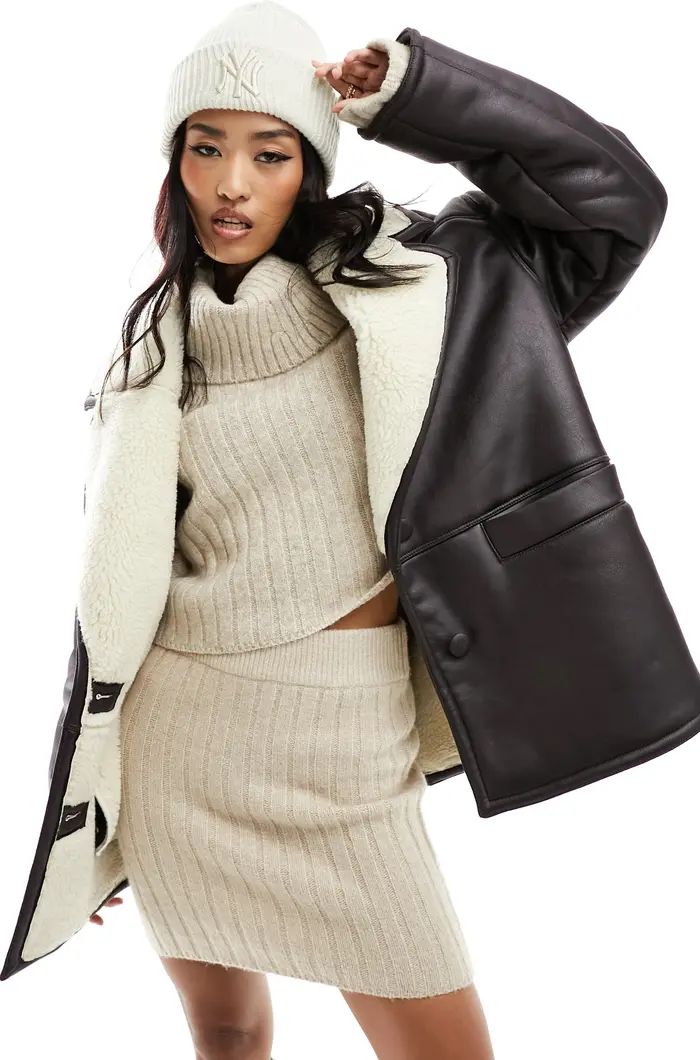 Faux Leather & Faux Shearling Car Coat | Nordstrom